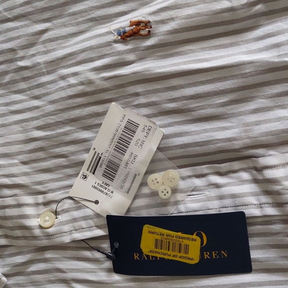 NWT Polo Ralph Lauren Classic Fit Size XL Grey White Stripe Button Down Shirt - Picture 4 of 14